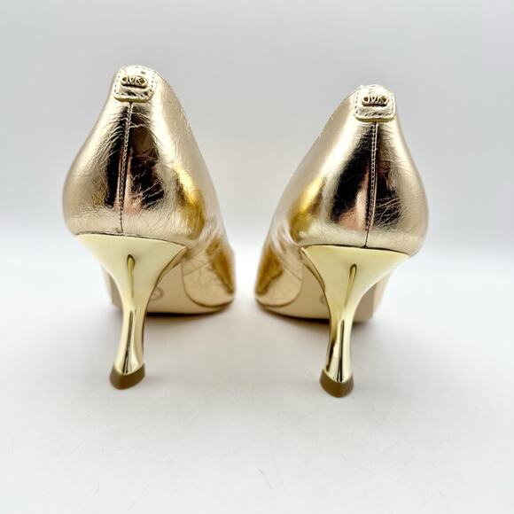 Michael Kors Womens Luna Mid Pumps US 6M EU 36.5 Gold Leather NIB - Picture 9 of 12